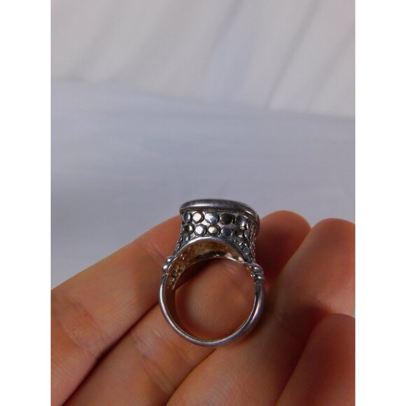 Statement Sterling Silver Ring Large Cushion Cut Clear Stone Womens Size 8 Jewel - Picture 6 of 11